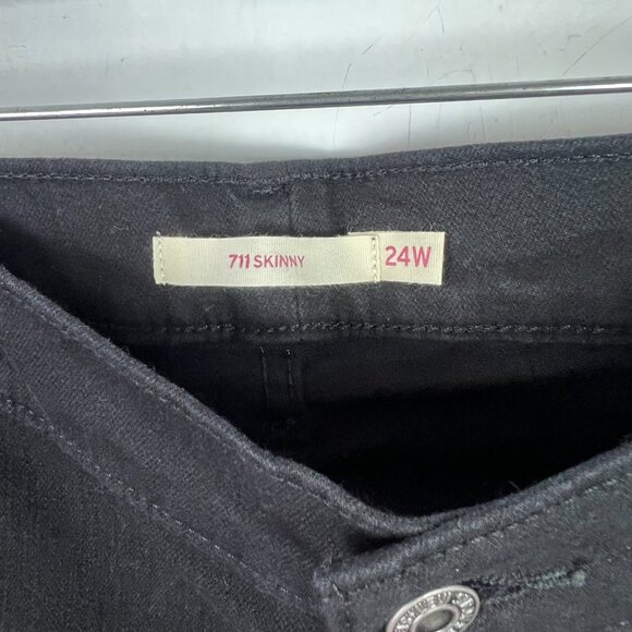NWT Levi's 711 Skinny Jeans Distressed Hypersoft Black Plus Size 24W NEW - Picture 6 of 11